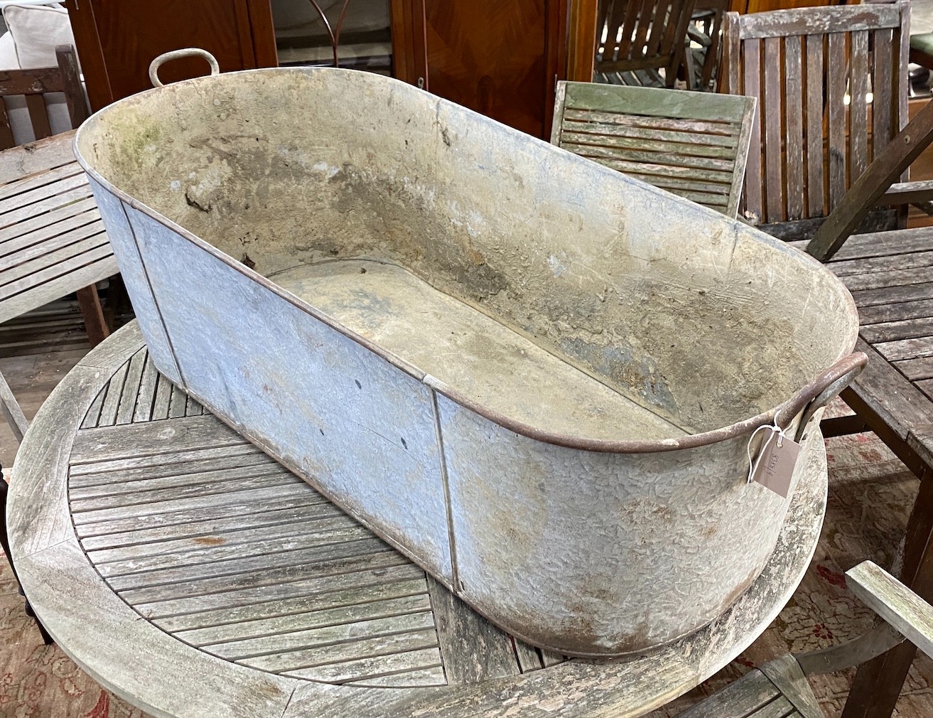 A large galvanised two handled trough, length 127cm, height 39cm - Image 2 of 2