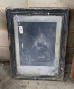 A slate lithograph printing plate of Queen Victoria now framed, width 55cm, height 73cm.