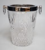 A French cut glass ice bucket, labelled L. Schneider. 26cm tall