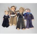 A Nora Wellling ‘sailor doll’ Union-Castle Line, two others and a later cloth sailor doll, (4)