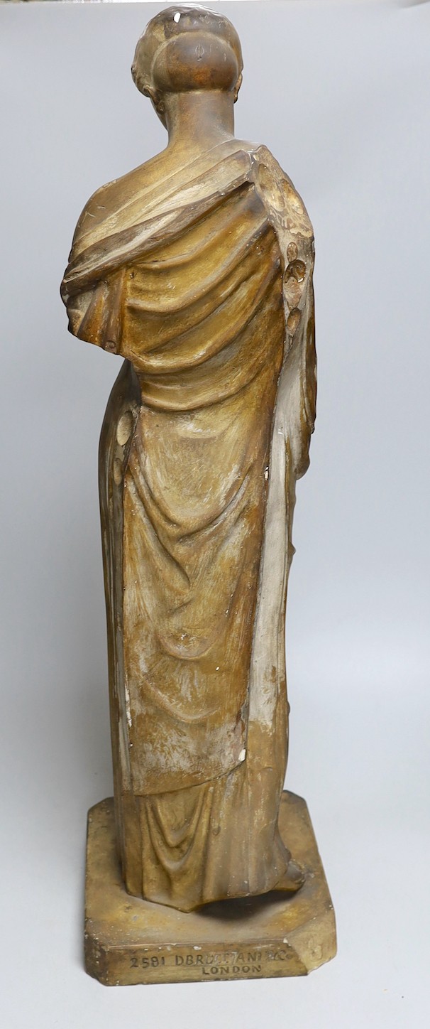 A plaster female figure, after the antique, inscribed ‘2581 D Brucciani & Co, London’ 70cm tall - Image 3 of 4