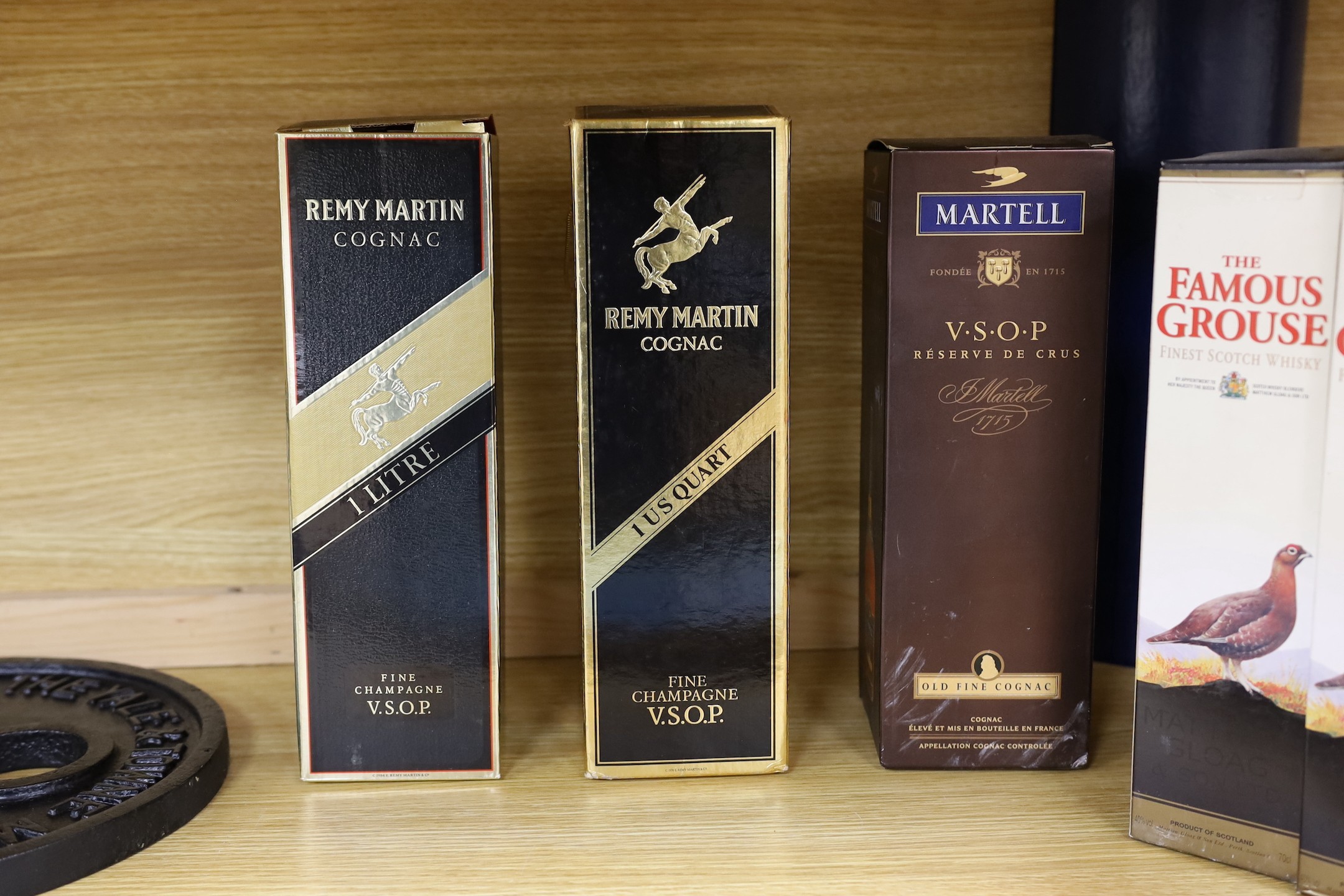 Six various bottles of cognac and whisky, to include two 1 litre boxed bottles of Remy Martin - Image 2 of 2