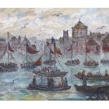 Attributed to André Hambourg (1909-1999), oil on canvas, French regatta scene, Christies label