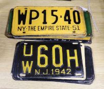 Eighteen mixed New York number plates from 1920's to 1950's (18)