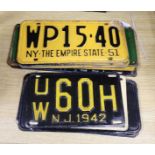 Eighteen mixed New York number plates from 1920's to 1950's (18)