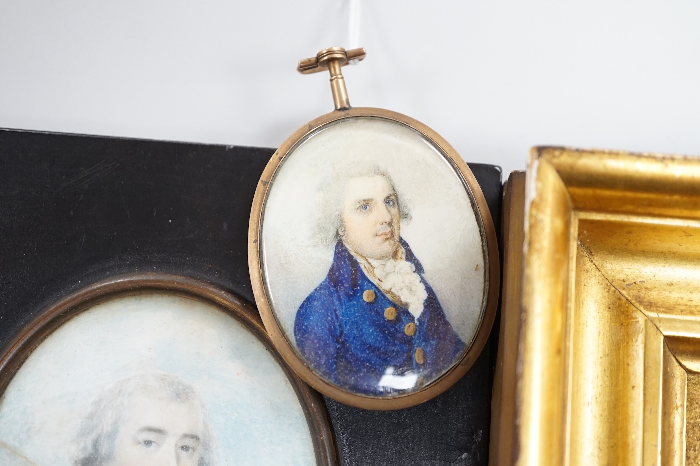 A selection of three watercolour portrait miniatures on ivory relating to the Potenger Family - Image 4 of 5