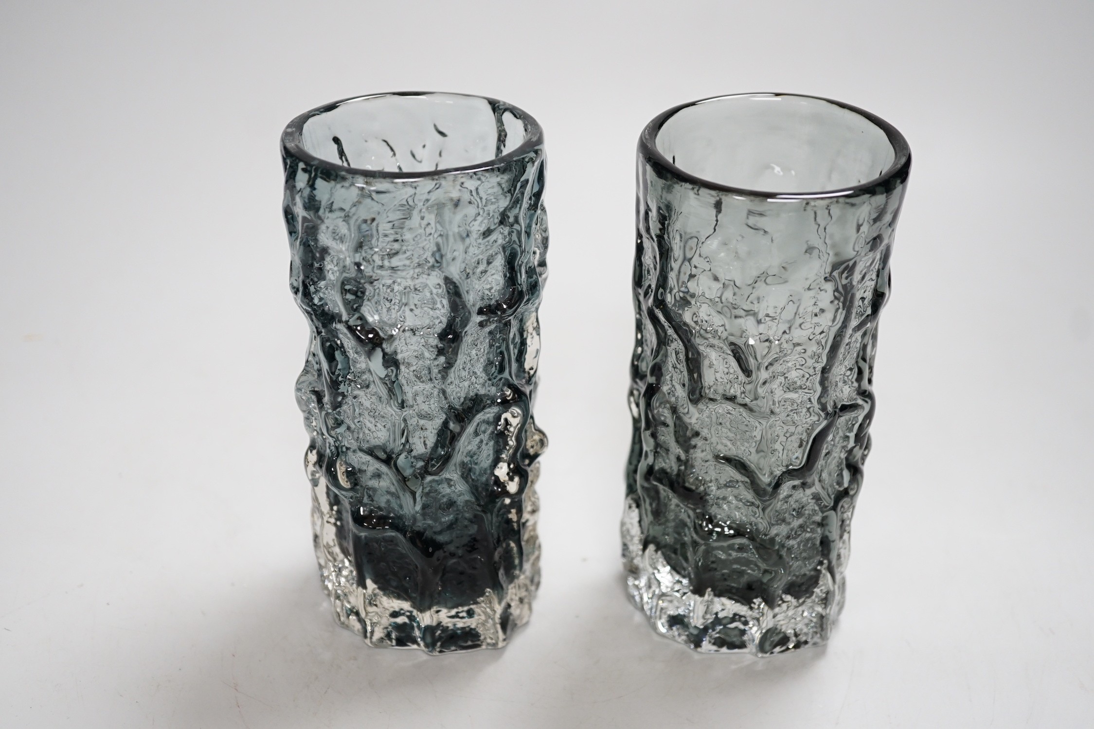 A pair of Whitefriars pewter glass bark vases. 15cm tall - Image 2 of 3