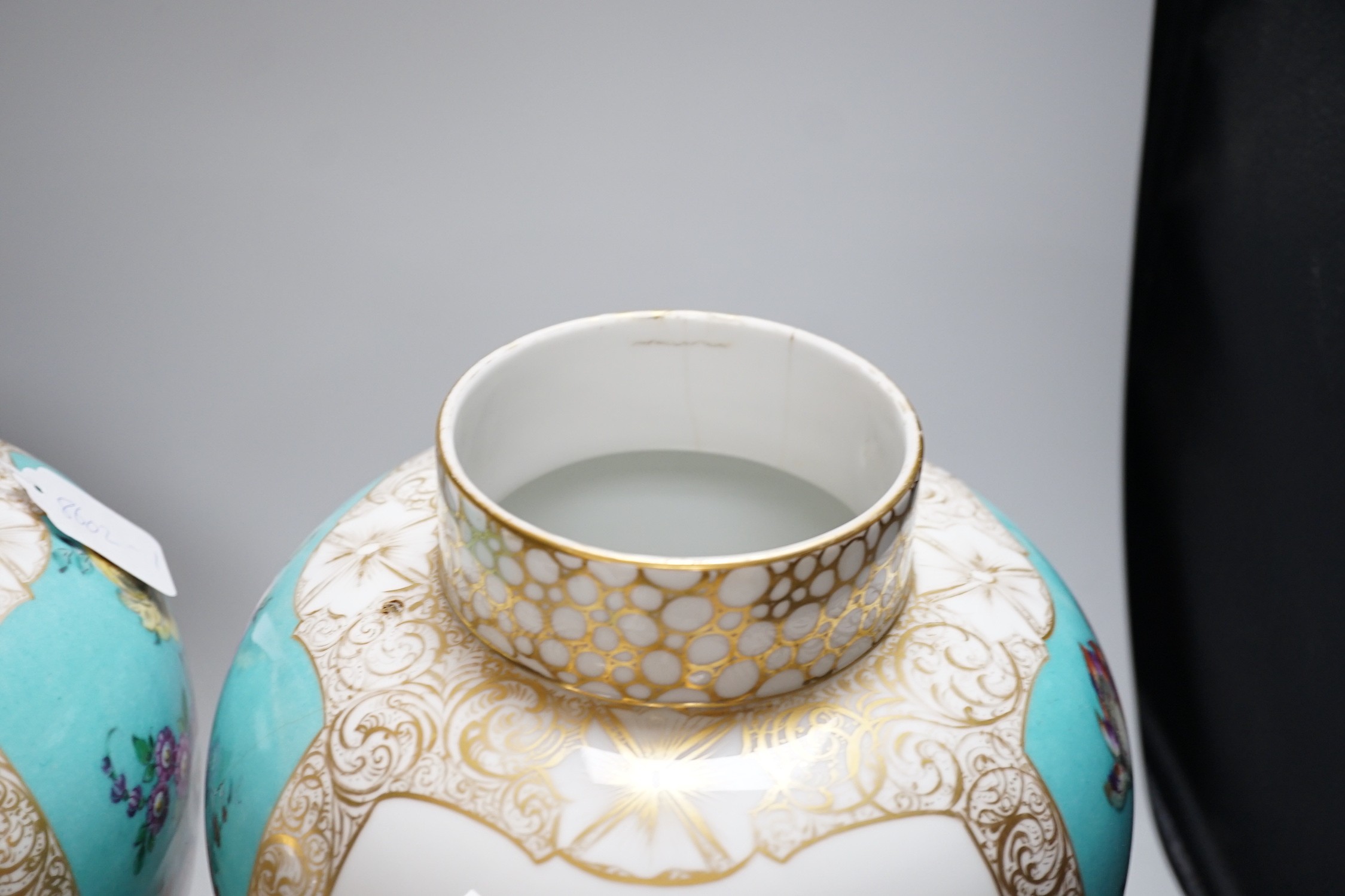 A pair of large Helena Wolfsohn, Dresden porcelain ovoid vases and covers, 43cm - Image 5 of 9