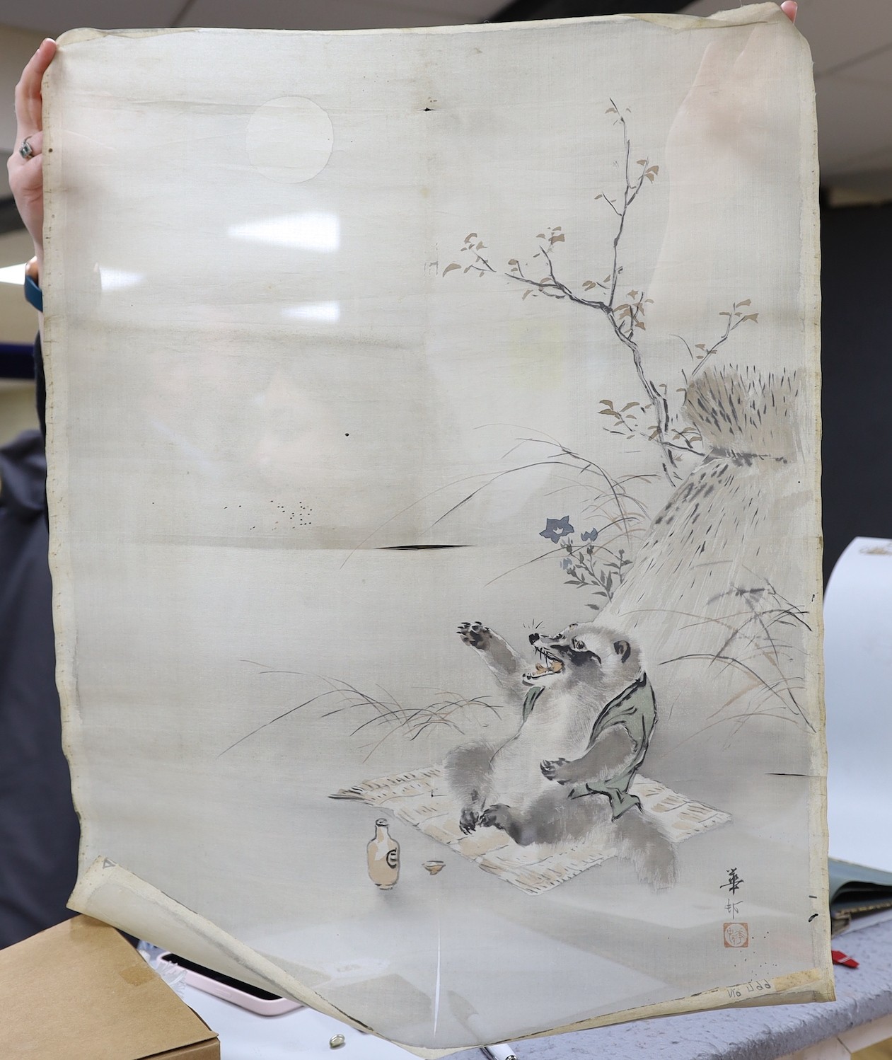 A Chinese landscape scroll painting and a Japanese scroll - Image 7 of 7