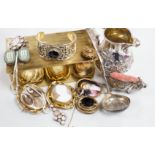 Mixed silver and jewellery items, including a George V silver mounted pig pin cushion, a Victorian