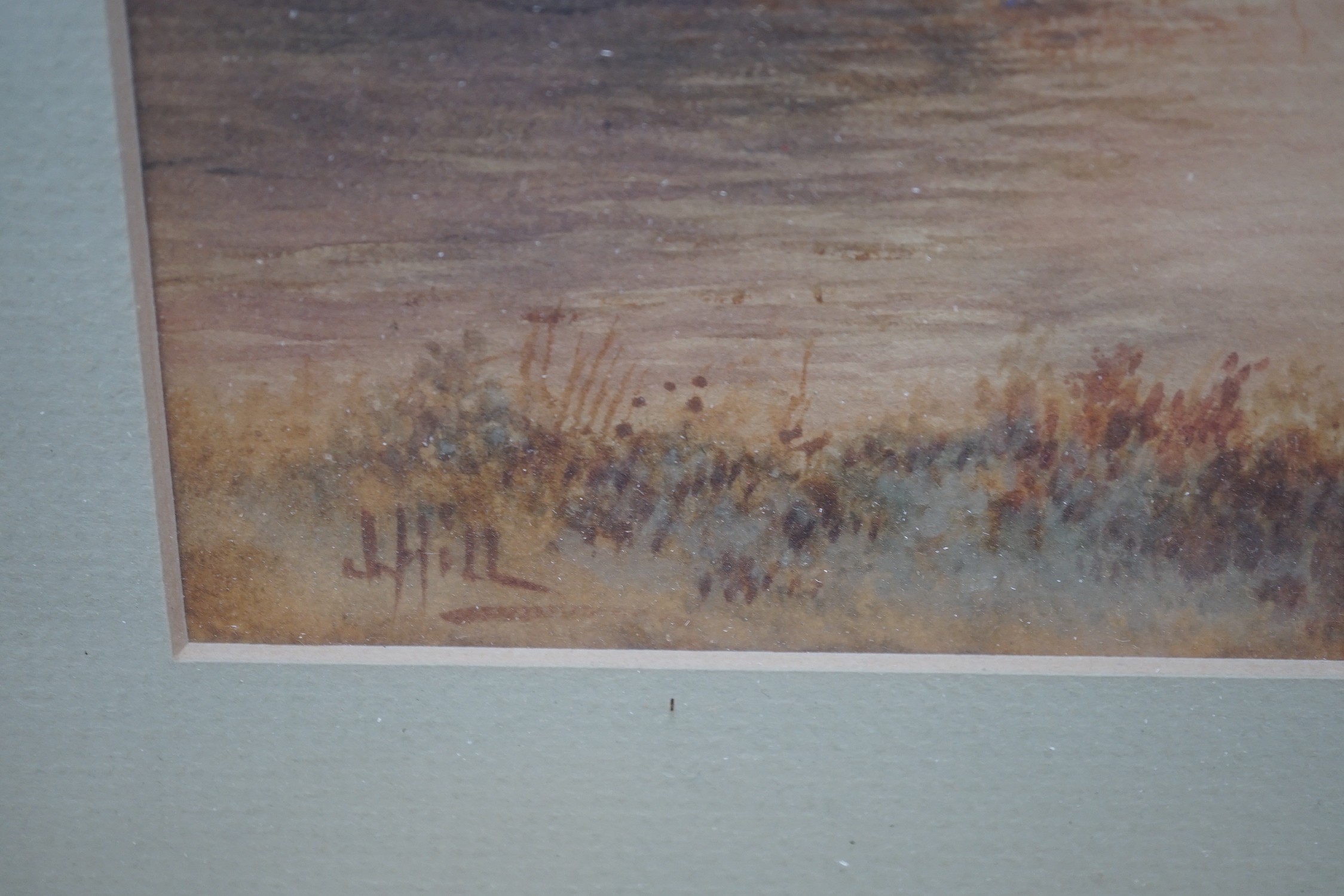 English School, watercolour, River landscape, 30 x 45cm and an earlier watercolour signed J, Hill, - Image 3 of 5