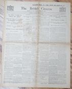 ° ° A selection of two British Gazette editions and ephemera