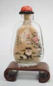 A Chinese inside painted 'cat' snuff bottle, 20th century, 5.5cm Provenance - the former owner