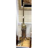 A large brass floor lamp, height 170cm