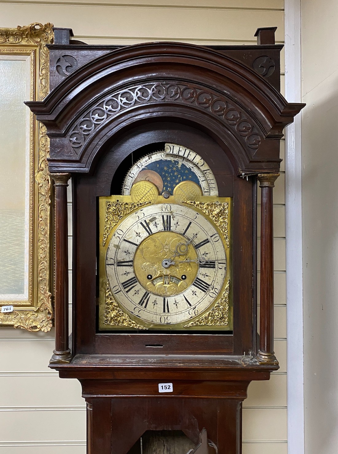 A George III mahogany longcase clock with moon phase, dial marked Radcliffe, Schofield Rochdale,