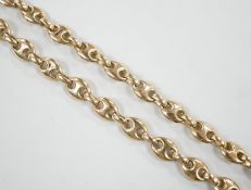 A modern 9ct gold oval link necklace, 67cm, 70.8 grams.