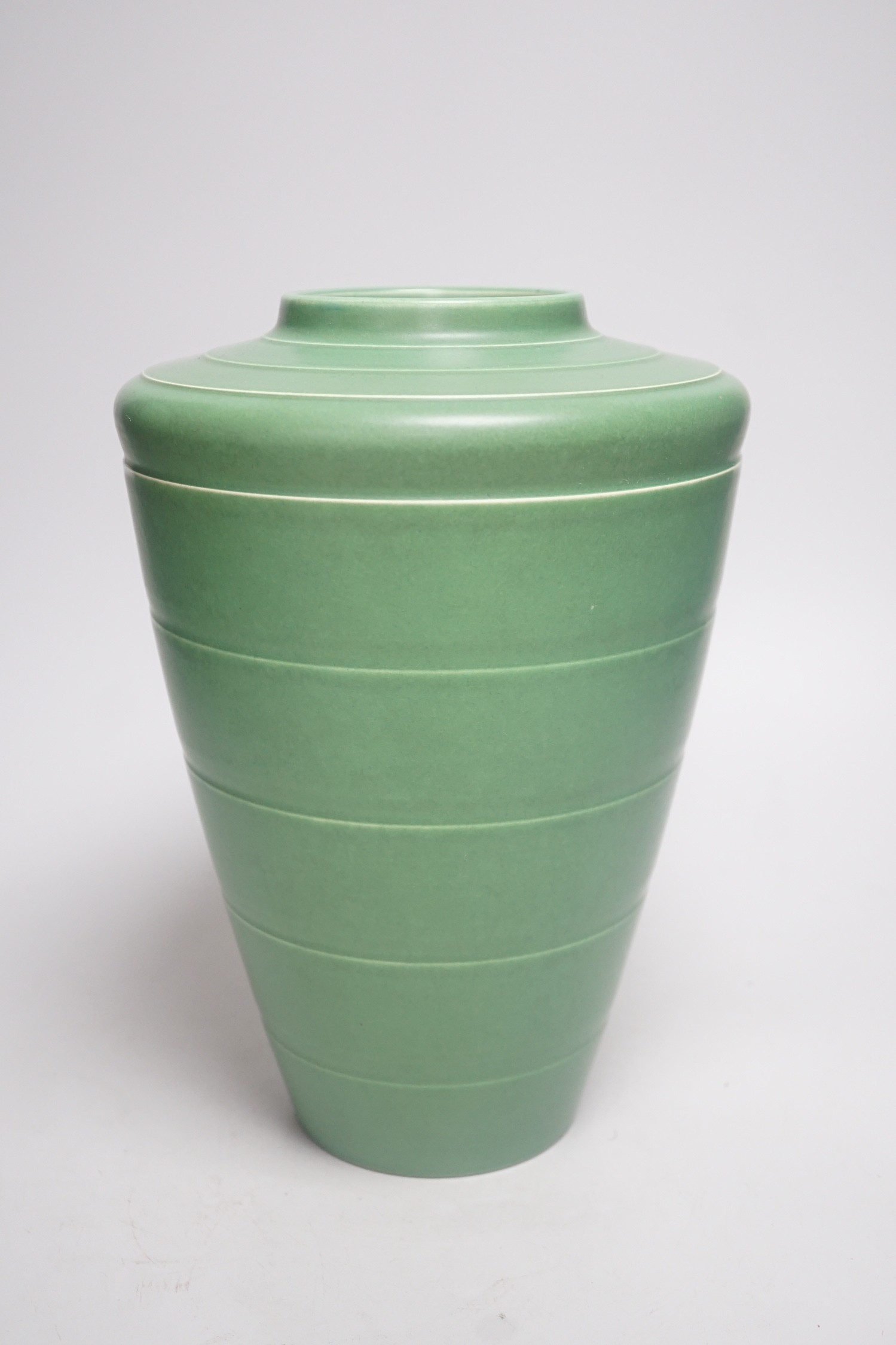A Keith Murray for Wedgwood green monochromed shoulder vase, 28cm - Image 2 of 6