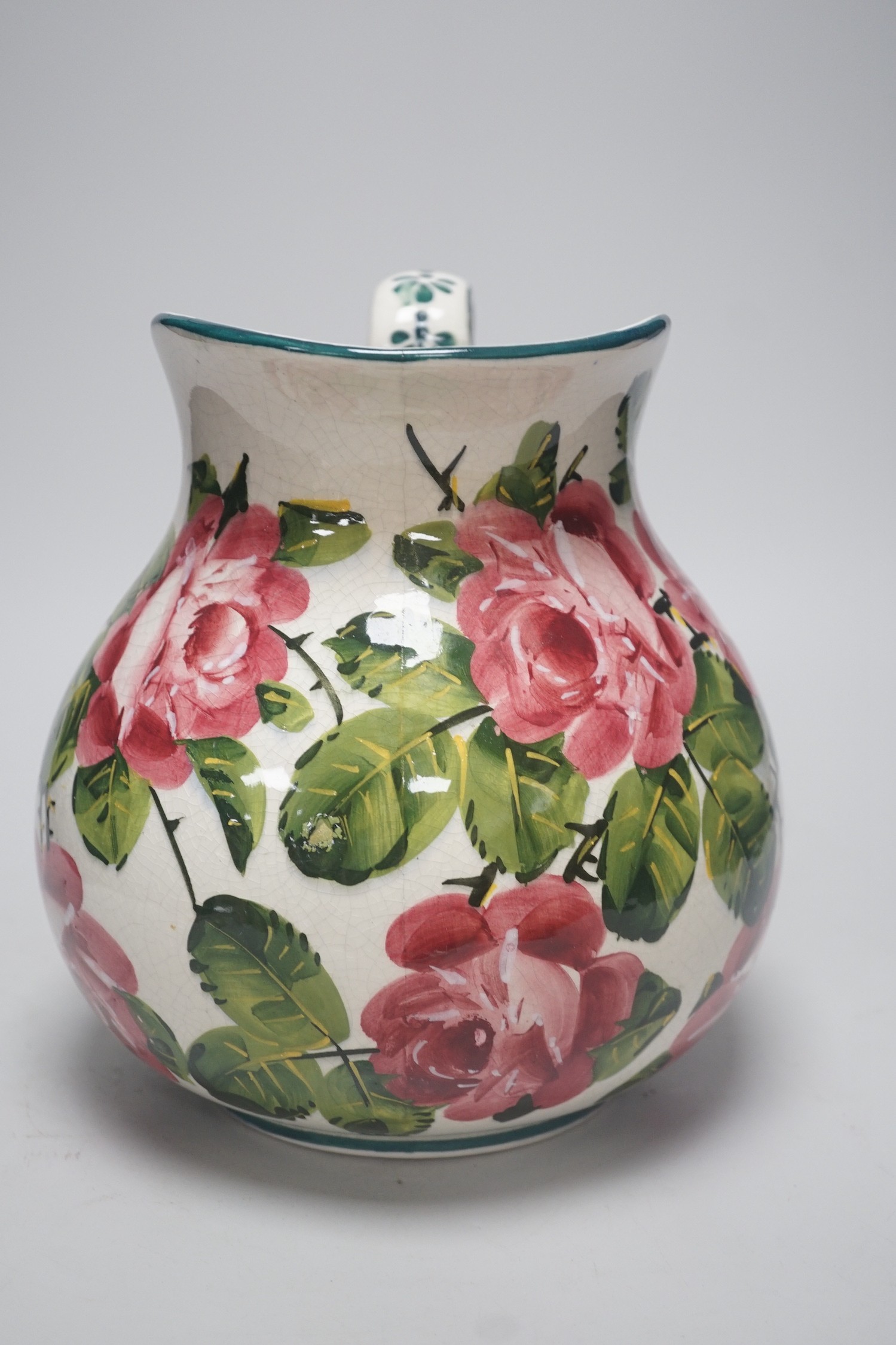 A Wemyss ewer, ‘cabbage roses’ patterns, painted Wemyss mark to base. 26cm tall - Image 2 of 4