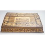 A Victorian Tunbridge ware rosewood writing slope, decorated with a tesserae mosaic view of Hever