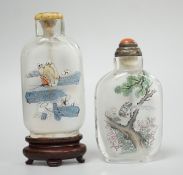 Two Chinese inside painted glass snuff bottles, 20th century, tallest 6.3 cm Provenance - the former