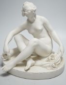 A French Parianware classical female figure, signed Falconet: Manufacture De Villenauxe La