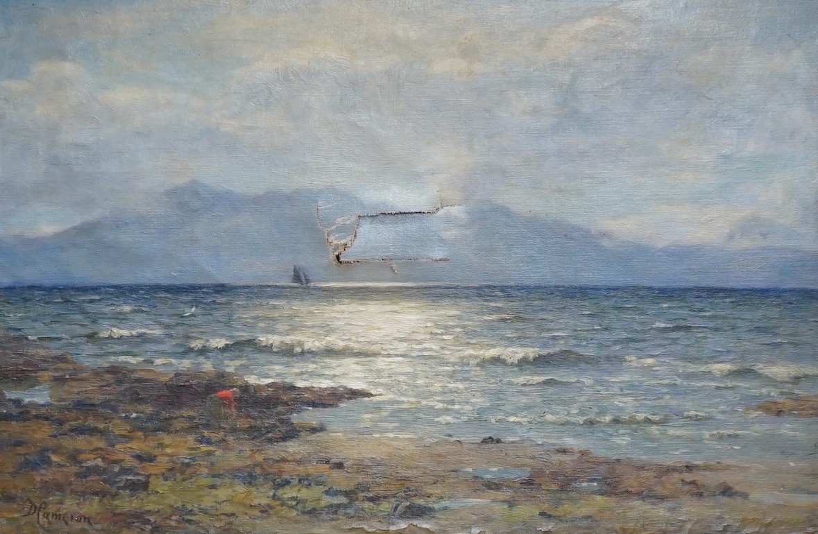 Duncan Cameron (1837-1916), oil on canvas, 'Afternoon on the Firth of Clyde, looking to Arran',