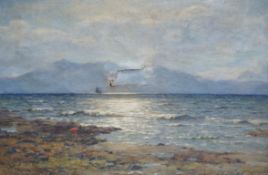 Duncan Cameron (1837-1916), oil on canvas, 'Afternoon on the Firth of Clyde, looking to Arran',