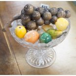 A collection of polished stone fruits