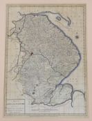 John Harrison, coloured engraving, Map of Lincolnshire 1791, 47 x 33cm