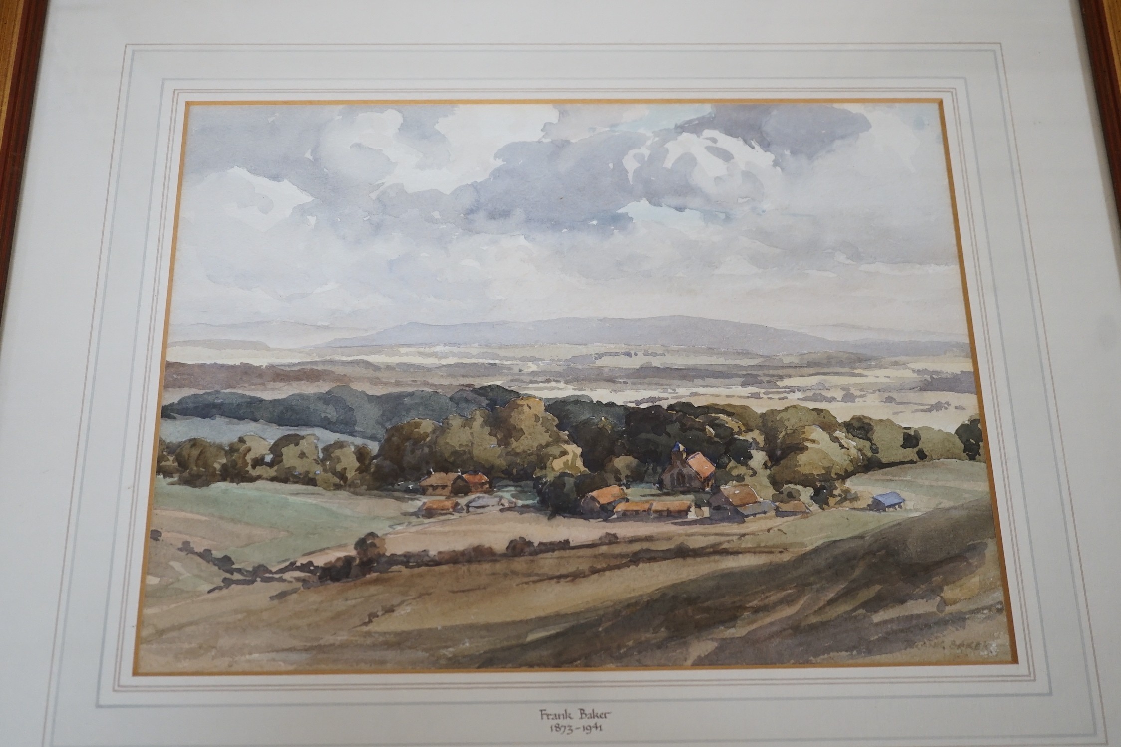 Frank Baker (1873-1941), three watercolours, Sussex landscapes, signed, largest 30 x 39.5cm - Image 4 of 4