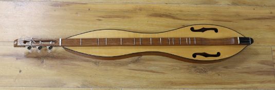 Appalachian Mountain dulcimer, three string, made by John Degay of Degay Guitars, 82cms high