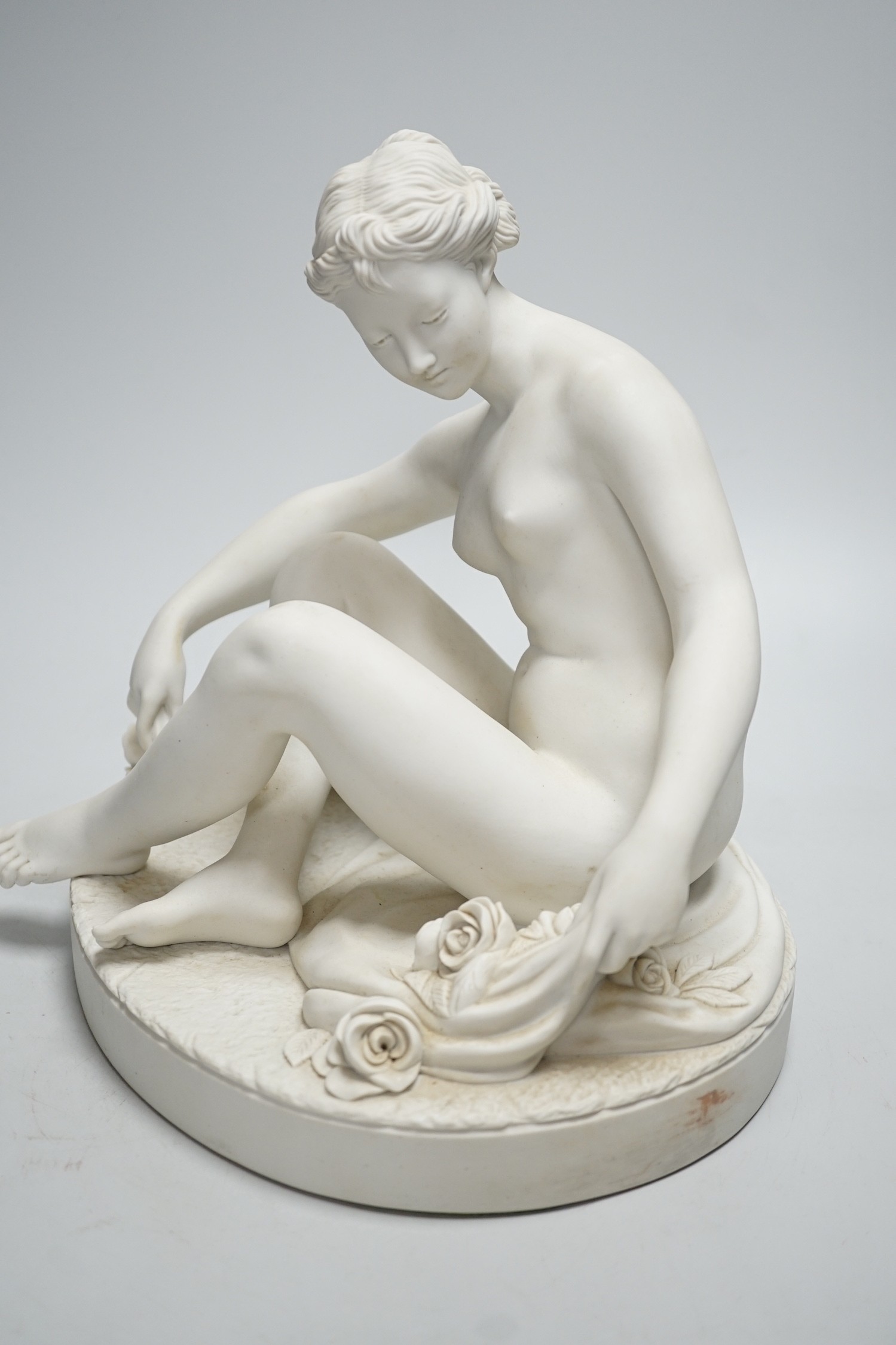 A French Parianware classical female figure, signed Falconet: Manufacture De Villenauxe La - Image 2 of 5