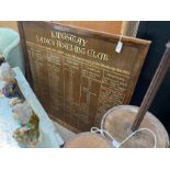Kingsway Bowling Club - a vintage honours board, width 123cm, height 123cm
