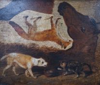 John Frederick Herring Jnr. (1815-1907), oil on panel, Sketch study of a horse's head, dog and cat