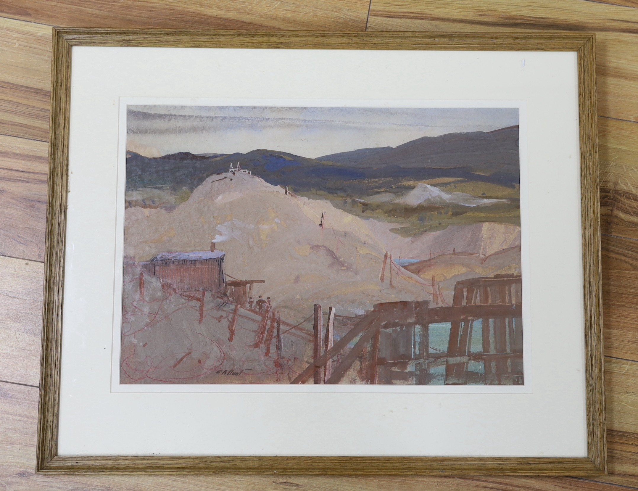 Cecil Arthur Hunt (1873-1965), watercolour, 'A Quarry', signed, with Fine Art Society label verso, - Image 2 of 5
