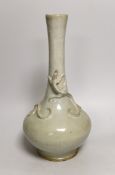 A Chinese crackle glaze ‘chilong’ bottle vase, late Qing dynasty, 33cm