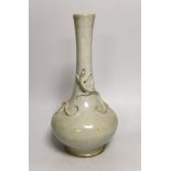 A Chinese crackle glaze ‘chilong’ bottle vase, late Qing dynasty, 33cm