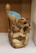 A Continental Majolica ‘bear’ jug. 26.5cm tall