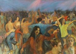 Cyril Mount (1920-2013), oil on canvas, Dancers at a festival, signed and dated '94, 48 x 69cm