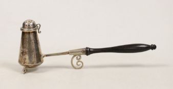 An Edwardian Scottish silver pepperette, with ebonised handle, Hamilton & Inches, Edinburgh, 1909,