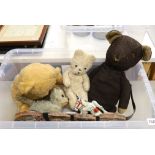 A selection of various early to mid 20th century teddy bears and toys, to include a Tri pulling