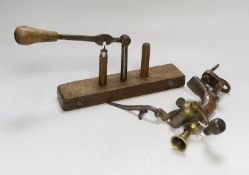Shooting - a 19th century Bartrams patent type bench-mounting 12 bore shotgun cartridge loader