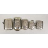 Three assorted early 20th century silver vesta cases, largest 56mm and two plated cases.