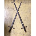 A pair of medieval style swords, length 98cm
