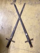 A pair of medieval style swords, length 98cm