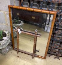 Two late 19th century rectangular faux bamboo wall mirrors, larger width 62cm, height 80cm