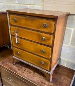 A small Edwardian style satinwood banded mahogany four drawer chest, width 61cm, depth 37cm,