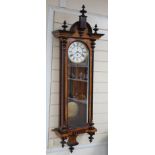 A walnut and ebony cased Vienna wall clock, 130cms high
