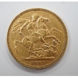 A Victorian 1887M gold sovereign, VF.
