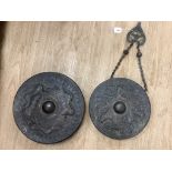 Two 19th century Borneo bronze gongs, Tawak-Tawak, largest 42cm diameter
